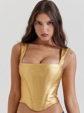 House of CB Gold Karia Corset Crop Top